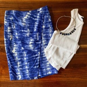 ANTHROPOLOGIE Tie-dye Pencil Skirt with Embroidery